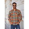 imageCOOFANDY Mens Flannel Shirts Long Sleeve Plaid Button Down Shirt Casual Cotton Shirt with PocketPlaid Orangegreen