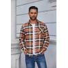 imageCOOFANDY Mens Flannel Shirts Long Sleeve Plaid Button Down Shirt Casual Cotton Shirt with PocketPlaid Orangegreen