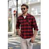 imageCOOFANDY Mens Flannel Shirts Long Sleeve Plaid Button Down Shirt Casual Cotton Shirt with PocketPlaid Redblack