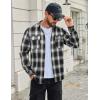 imageCOOFANDY Mens Flannel Shirts Long Sleeve Plaid Button Down Shirt Cotton Casual Work Shirts with PocketsBlack White