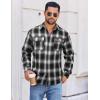 imageCOOFANDY Mens Flannel Shirts Long Sleeve Plaid Button Down Shirt Cotton Casual Work Shirts with PocketsBlack White