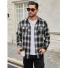 imageCOOFANDY Mens Flannel Shirts Long Sleeve Plaid Button Down Shirt Cotton Casual Work Shirts with PocketsBlack White