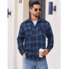 imageCOOFANDY Mens Flannel Shirts Long Sleeve Plaid Button Down Shirt Cotton Casual Work Shirts with PocketsBlue Black