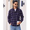 imageCOOFANDY Mens Flannel Shirts Long Sleeve Plaid Button Down Shirt Cotton Casual Work Shirts with PocketsPurple