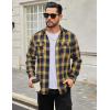 imageCOOFANDY Mens Flannel Shirts Long Sleeve Plaid Button Down Shirt Cotton Casual Work Shirts with PocketsYellow Navy