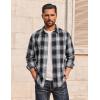 imageCOOFANDY Mens Flannel Shirts Long Sleeve Plaid Button Down Shirts Casual Cotton ShirtsBlackWhite