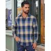 imageCOOFANDY Mens Flannel Shirts Long Sleeve Plaid Button Down Shirts Casual Cotton ShirtsKhakiBlue