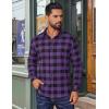 imageCOOFANDY Mens Flannel Shirts Long Sleeve Plaid Button Down Shirts Casual Cotton ShirtsPurple