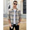 imageCOOFANDY Mens Flannel Shirts Long Sleeve Plaid Shirt Jacket Button Down Shirt with PocketsLight Khaki