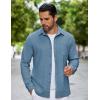 imageCOOFANDY Mens Flannel Shirts Long Sleeve Thermal Button Down Shirt Shacket Lightweight JacketBlue