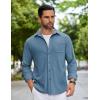 imageCOOFANDY Mens Flannel Shirts Long Sleeve Thermal Button Down Shirt Shacket Lightweight JacketBlue