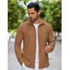 imageCOOFANDY Mens Flannel Shirts Long Sleeve Thermal Button Down Shirt Shacket Lightweight JacketBrown