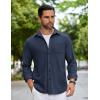 imageCOOFANDY Mens Flannel Shirts Long Sleeve Thermal Button Down Shirt Shacket Lightweight JacketDark Blue