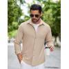 imageCOOFANDY Mens Flannel Shirts Long Sleeve Thermal Button Down Shirt Shacket Lightweight JacketKhaki