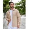 imageCOOFANDY Mens Flannel Shirts Long Sleeve Thermal Button Down Shirt Shacket Lightweight JacketKhaki