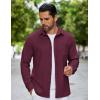 imageCOOFANDY Mens Flannel Shirts Long Sleeve Thermal Button Down Shirt Shacket Lightweight JacketRed