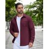 imageCOOFANDY Mens Flannel Shirts Long Sleeve Thermal Button Down Shirt Shacket Lightweight JacketRed