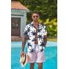 imageCOOFANDY Mens Hawaiian Floral Shirts Short Sleeve Button Down Shirts Tropical Summer Beach ShirtsA Coconut Treewhite