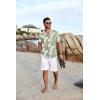 imageCOOFANDY Mens Hawaiian Floral Shirts Short Sleeve Button Down Shirts Tropical Summer Beach ShirtsA Palm Leafgreen