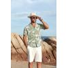 imageCOOFANDY Mens Hawaiian Floral Shirts Short Sleeve Button Down Shirts Tropical Summer Beach ShirtsA Palm Leafgreen