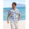 imageCOOFANDY Mens Hawaiian Floral Shirts Short Sleeve Button Down Shirts Tropical Summer Beach ShirtsA Palm Leafwhite Blue