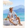 imageCOOFANDY Mens Hawaiian Floral Shirts Short Sleeve Button Down Shirts Tropical Summer Beach ShirtsA Palm Leafwhite Blue
