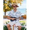 imageCOOFANDY Mens Hawaiian Floral Shirts Short Sleeve Button Down Shirts Tropical Summer Beach ShirtsA Palm Leafwhite Blue