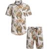 imageCOOFANDY Mens Hawaiian Matching Set Summer Beach 2 Piece Outfits Flower Button Down Shirts and Shorts Vacation Outfits2 Navy Blue