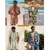 imageCOOFANDY Mens Hawaiian Matching Set Summer Beach 2 Piece Outfits Flower Button Down Shirts and Shorts Vacation Outfits2 Navy Blue