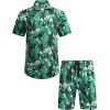 imageCOOFANDY Mens Hawaiian Matching Set Summer Beach 2 Piece Outfits Flower Button Down Shirts and Shorts Vacation OutfitsBaliwhite