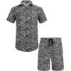 imageCOOFANDY Mens Hawaiian Matching Set Summer Beach 2 Piece Outfits Flower Button Down Shirts and Shorts Vacation OutfitsBlack Paisley