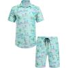 imageCOOFANDY Mens Hawaiian Matching Set Summer Beach 2 Piece Outfits Flower Button Down Shirts and Shorts Vacation OutfitsCoconut Tree