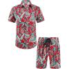 imageCOOFANDY Mens Hawaiian Matching Set Summer Beach 2 Piece Outfits Flower Button Down Shirts and Shorts Vacation OutfitsFlaming Oasis