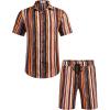 imageCOOFANDY Mens Hawaiian Matching Set Summer Beach 2 Piece Outfits Flower Button Down Shirts and Shorts Vacation OutfitsMulticolor Stripes
