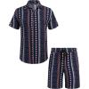 imageCOOFANDY Mens Hawaiian Matching Set Summer Beach 2 Piece Outfits Flower Button Down Shirts and Shorts Vacation OutfitsNavy