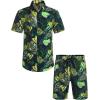 imageCOOFANDY Mens Hawaiian Matching Set Summer Beach 2 Piece Outfits Flower Button Down Shirts and Shorts Vacation OutfitsNavy Blue
