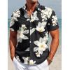 imageCOOFANDY Mens Hawaiian Shirt Short Sleeve Button Down Shirt Tropical Summer Beach ShirtFlowerblack