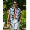imageCOOFANDY Mens Hawaiian Shirt Short Sleeve Button Down Shirt Tropical Summer Beach ShirtLeafblue