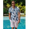 imageCOOFANDY Mens Hawaiian Shirt Short Sleeve Button Down Shirt Tropical Summer Beach ShirtLeafblue