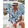 imageCOOFANDY Mens Hawaiian Shirt Short Sleeve Button Down Shirt Tropical Summer Beach ShirtLeafblue