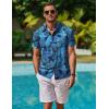 imageCOOFANDY Mens Hawaiian Shirt Short Sleeve Button Down Shirt Tropical Summer Beach ShirtLeafbright Blue