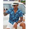 imageCOOFANDY Mens Hawaiian Shirt Short Sleeve Button Down Shirt Tropical Summer Beach ShirtLeafbright Blue