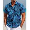 imageCOOFANDY Mens Hawaiian Shirt Short Sleeve Button Down Shirt Tropical Summer Beach ShirtLeafbright Blue