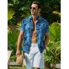 imageCOOFANDY Mens Hawaiian Shirt Short Sleeve Button Down Shirt Tropical Summer Beach ShirtLeafbright Blue