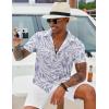 imageCOOFANDY Mens Hawaiian Shirt Short Sleeve Button Down Shirt Tropical Summer Beach ShirtLeaflight Purple