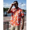 imageCOOFANDY Mens Hawaiian Shirt Short Sleeve Button Down Shirt Tropical Summer Beach ShirtLeaforange