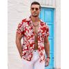 imageCOOFANDY Mens Hawaiian Shirt Short Sleeve Button Down Shirts Tropical Summer Beach Shirts Casual Floral Aloha ShirtsAredwhite Floral
