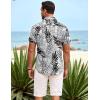 imageCOOFANDY Mens Hawaiian Shirt Short Sleeve Button Down Shirts Tropical Summer Beach Shirts Casual Floral Aloha ShirtsBlackwhite Leaves
