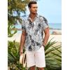 imageCOOFANDY Mens Hawaiian Shirt Short Sleeve Button Down Shirts Tropical Summer Beach Shirts Casual Floral Aloha ShirtsBlackwhite Leaves