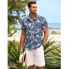 imageCOOFANDY Mens Hawaiian Shirt Short Sleeve Button Down Shirts Tropical Summer Beach Shirts Casual Floral Aloha ShirtsBlue Leaves